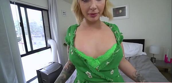  Lucky for Tony his blonde busty stepmother is a sex maniac MILF goddess